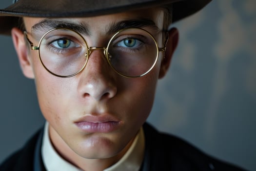 Young man with hat and glasses portrait photo