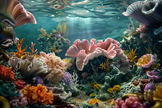 Vibrant underwater coral reef scene photo