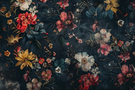 Vintage floral pattern on dark background photo