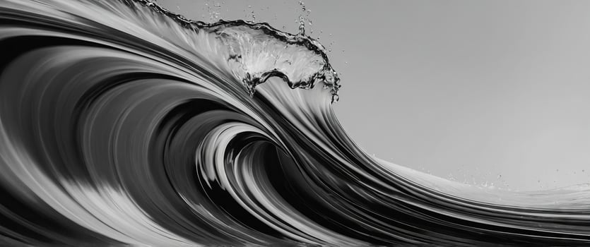 Black and white waves Abstract dynamic design featuring smooth, flowing curves in monochrome for modern backgrounds or elegant minimalist art. photo