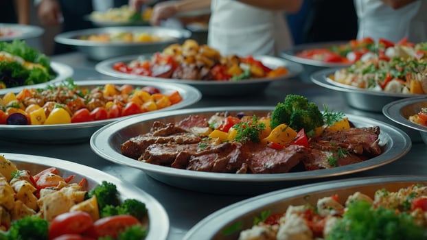 Catering buffet food Delicious colorful meat and vegetable dishes Celebration Party. photo