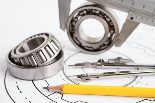 Engineering and precision tools with metal ball bering, mechanical industrial. photo