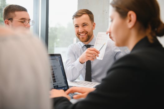 Business people working on project in office photo
