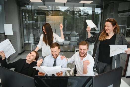 Group of young people in business meeting photo
