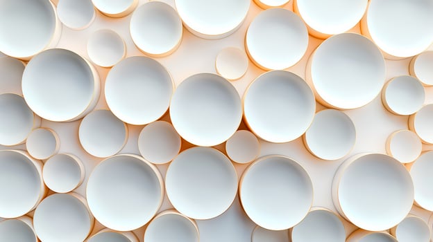 Abstract wall with circular light patterns innovative architecture white and bronze tones photo