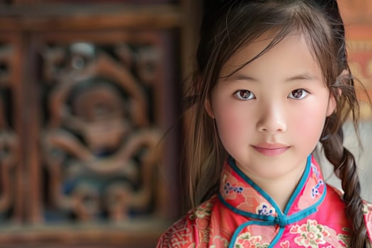 Young chinese girl posing in traditional dress photo