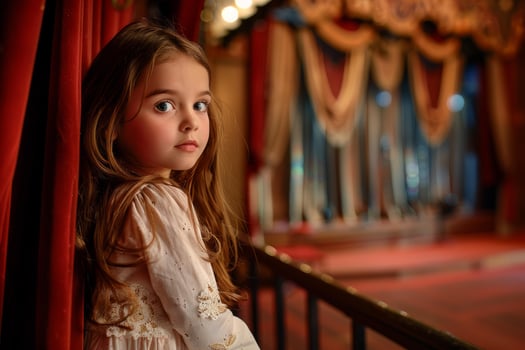 Enchanted young girl at the theater photo