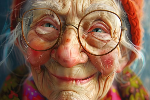 Happy old woman with glasses is smiling photo