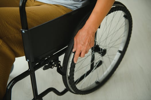 Senior woman on a wheelchair photo