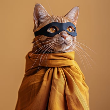 Cat Wearing Mask and Scarf photo
