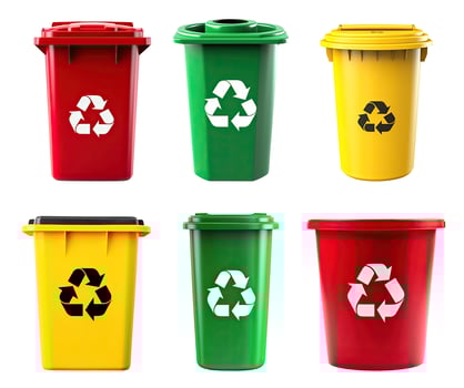 Recycling Bins, Isolated on White photo