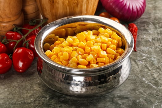 Sweet canned ripe corn grain photo