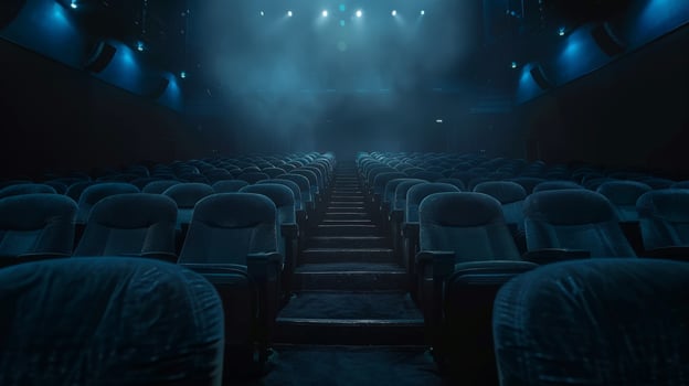 Rows of seats in an empty theater photo