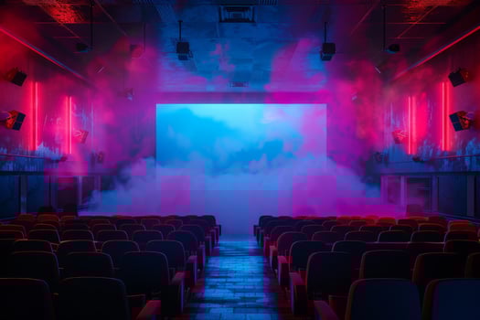 Theatrical smoke rising from empty seats photo