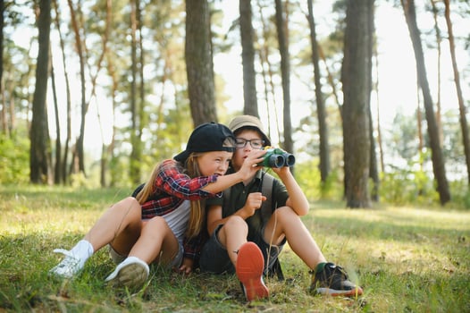 kids scouts in the forest. photo