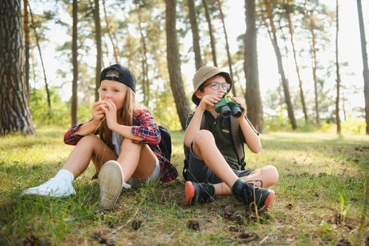 kids scouts in the forest. photo