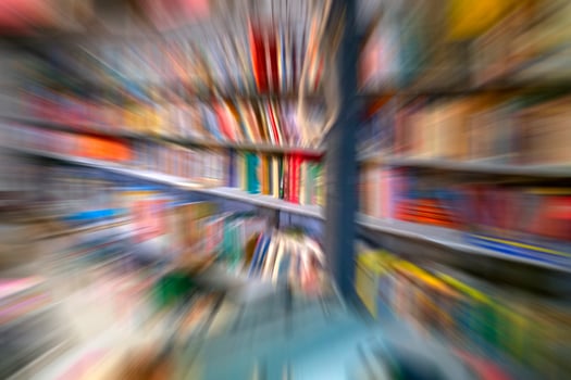 Bookshelves - blurred background. photo