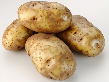 Raw potatoes in droplets of water. Neural network photo