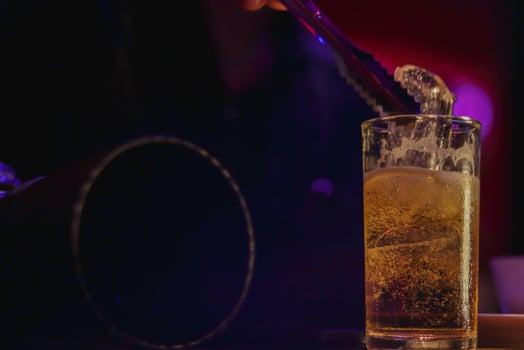 The silhouette of a beer mug placed on a table in the pub is a beer mug prepared for tourists as beer is a popular drink and helps to relax after work. photo
