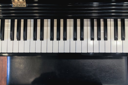 Beautiful piano background are set by the window in the morning waiting for the pianist to come to practice in the morning to reduce the mistake of having to perform the piano performance at a concert photo