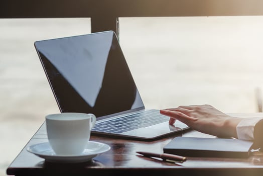 A young self-employed businesswoman and real estate investor, working in a home office and shopping online via the website. photo