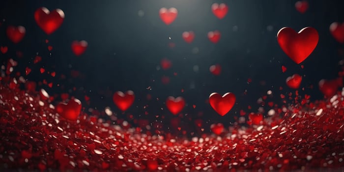 Romantic Background with Bright Red Hearts. . photo