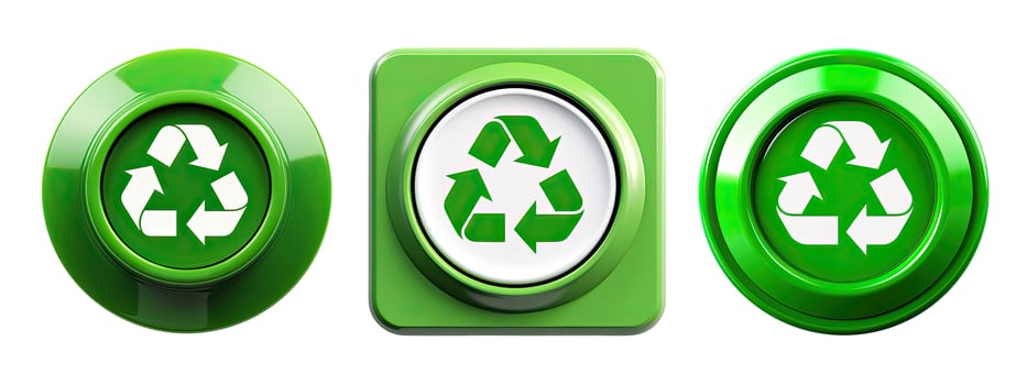 Green Buttons with Recycle Symbol photo