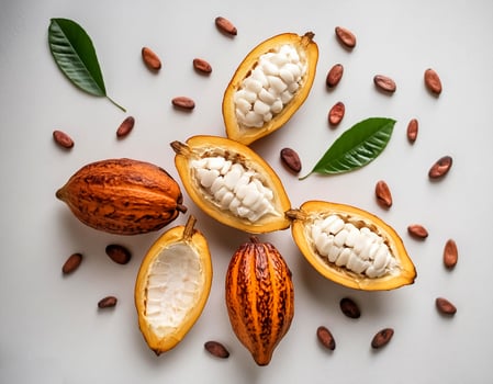 ripe cocoa fruit isolated on white background photo