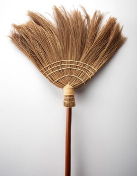 Top of view one broom stick on the white background photo