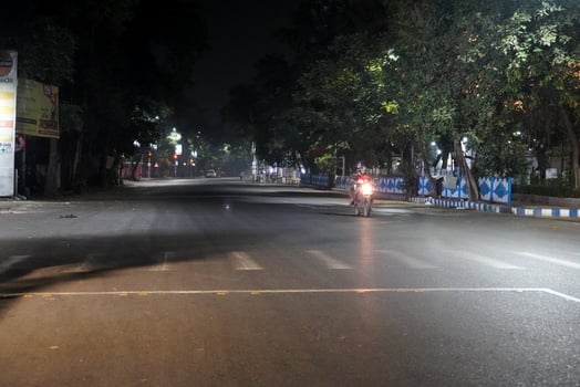 Traffic free kolkata street at mid night photo
