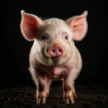 pig with black background photo