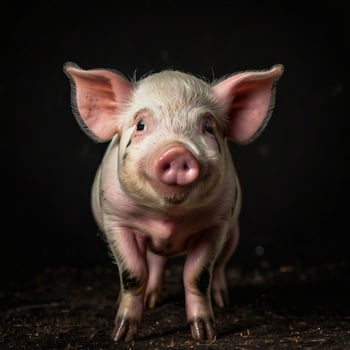 pig with black background photo