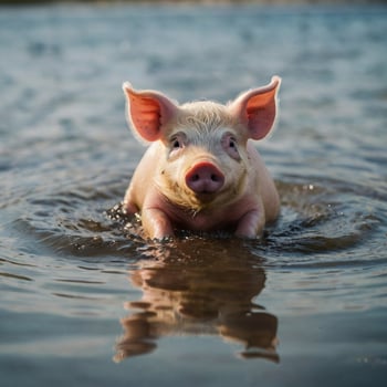 cool swimming pig photo