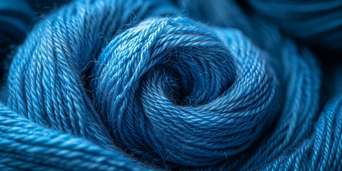 Close-up of a blue skein of yarn photo
