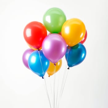 Bright and colorful balloons isolated on white background. photo