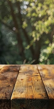 Wooden table with blurry background photo