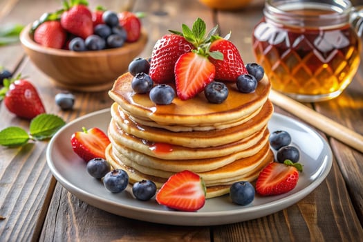 Pancakes with berries photo