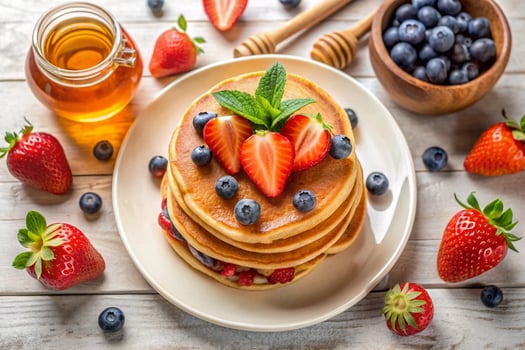 Pancakes with berries photo