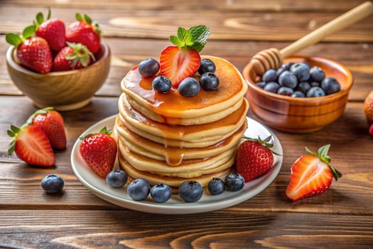 Pancakes with berries photo