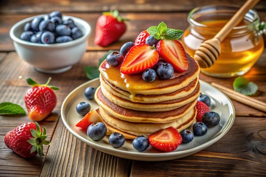 Pancakes with berries photo