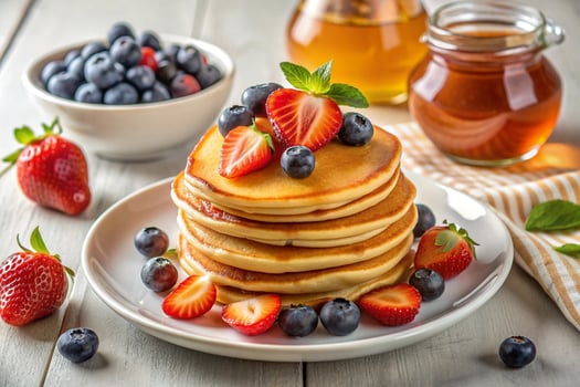 Pancakes with berries photo
