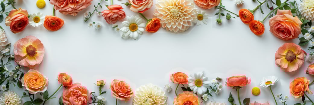 Orange and White Flowers Arranged on White Background photo