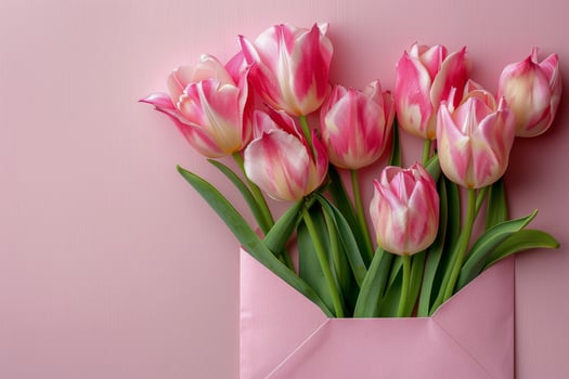 Pink Tulip Bouquet on a Pink Envelope photo
