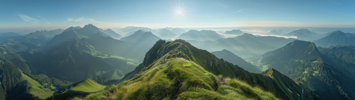 Mountain Range View From Summit Ridge in Morning Light photo