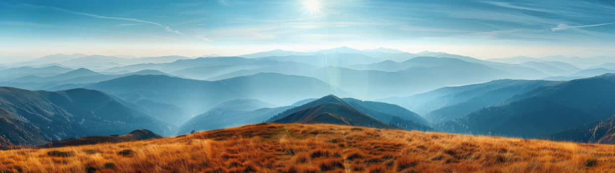 Mountain Range View From Peak On Sunny Day photo