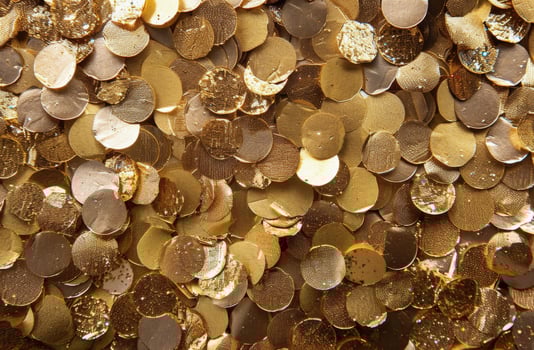Closeup of Golden Glitter on Brown Surface photo