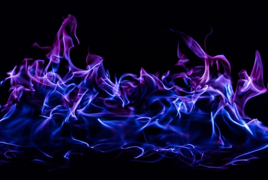 Blue Flames on Black Background photo