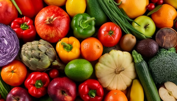 High quality photo fresh fruits and vegetables. Pattern texture background.