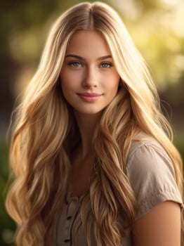 Beautiful model Mid-Shot in Nature photo