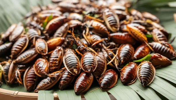 Strange food of Thai people- roasted insects. pattern texture background photo